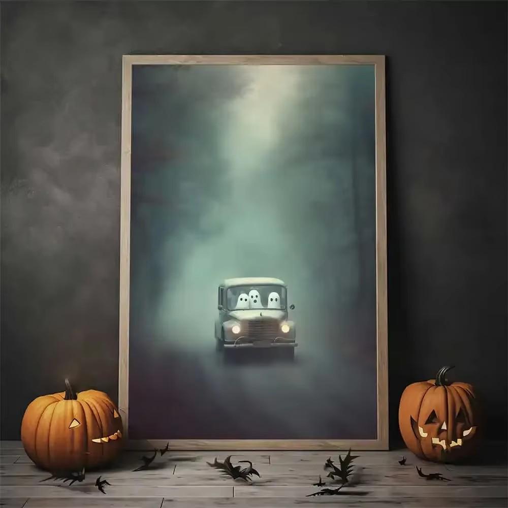 Vintage Wall Art Music Sports Spooky Aesthetics Bicycle Halloween HD Canvas Print Poster Home Living Room Bedroom Decoration