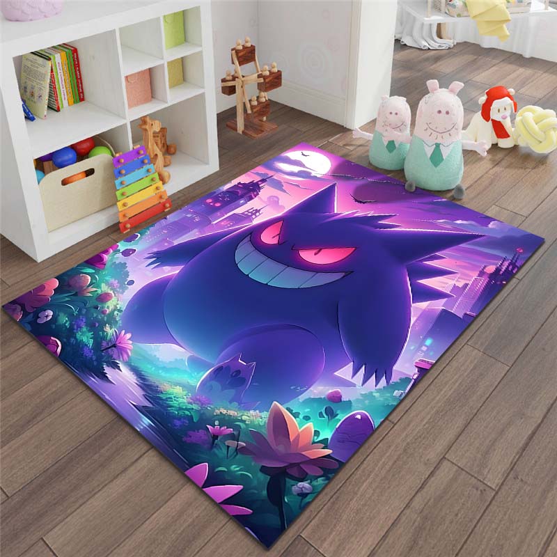 1ks Pokémon Gengar Potisk Kreslený Koberec Rohožka do Domu Obývacího Pokojíku Ložnice Pohovka Předsíň Dekorace Protiskluzová Podložka na Podlahu Kobereček do Dětského Koutku