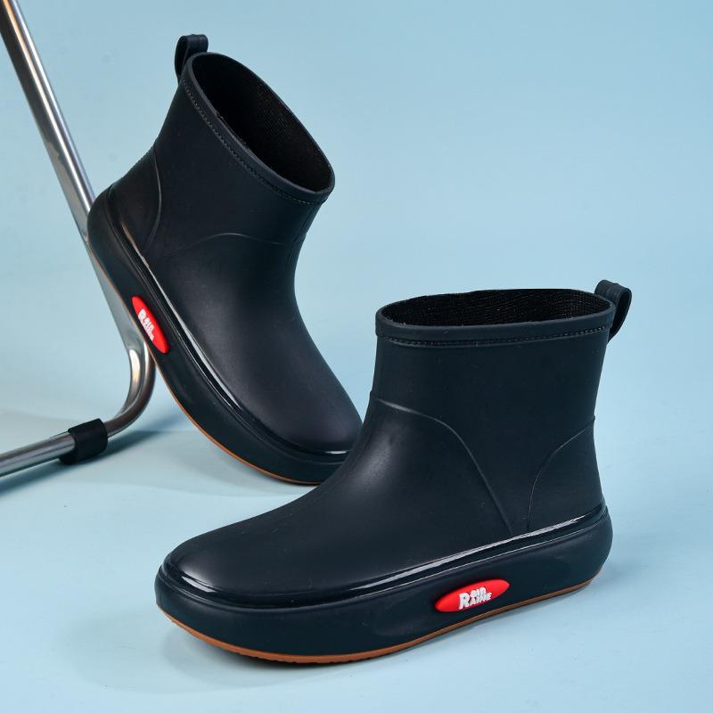 Fashion Low-tube Rain Shoes, Women's Beef Tendon Soles, Velvet Waterproof Shoes, Non-slip Rain Boots, Rubber Shoes for All Seasons