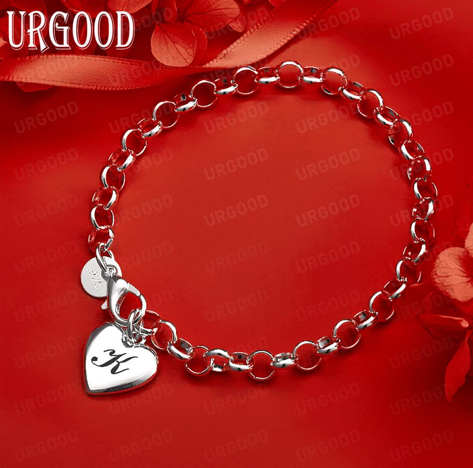925 Sterling Silber Seitenkette mit Buchstaben Exquisites Armband Geschenk Schmuck
