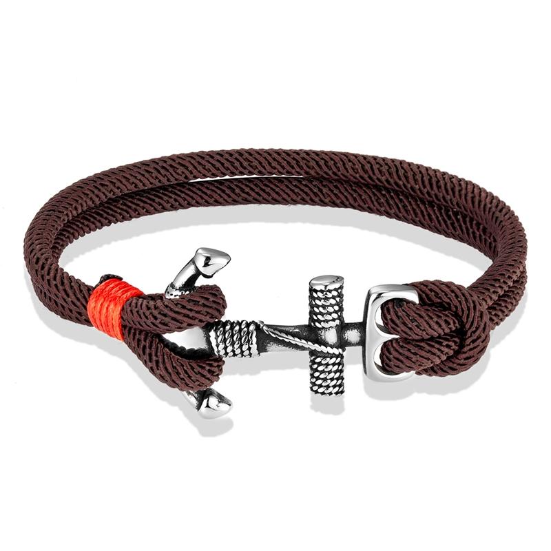 Waterproof Anchor Bracelets Men Double Strand Nautical Survival Rope Bracelet for Women Stainless Steel Navy Sport Buckle