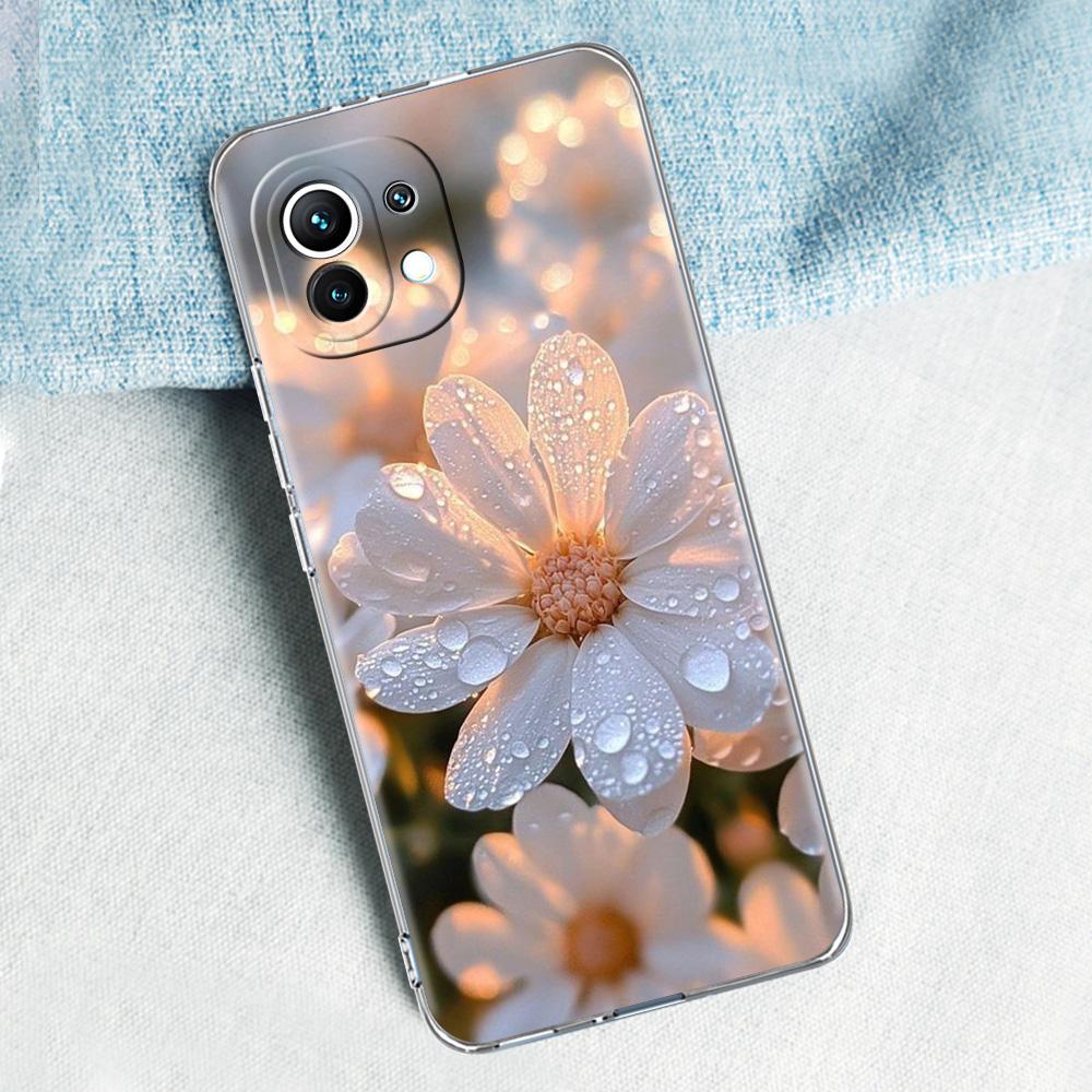Phone Case For Xiaomi Mi 15 14 13 12 11 Lite 15T 13T 12T Pro Poco X7 X6 X5 Pro 5G X3 NFC F7 F6 F5 Cover Soft Pale Little Flower
