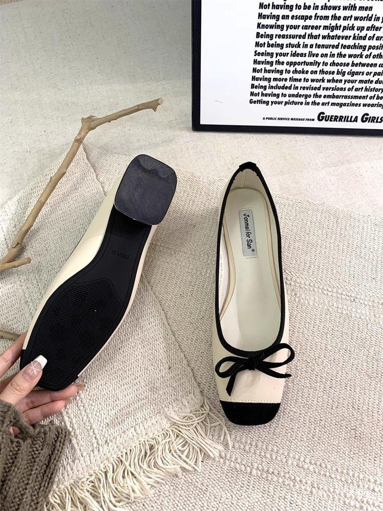 French Evening Bow High Heel Shoes Light Mouth Shoes Women's Shoes Summer Fairy Style Mary Jane Shoes Ballet Shoes
