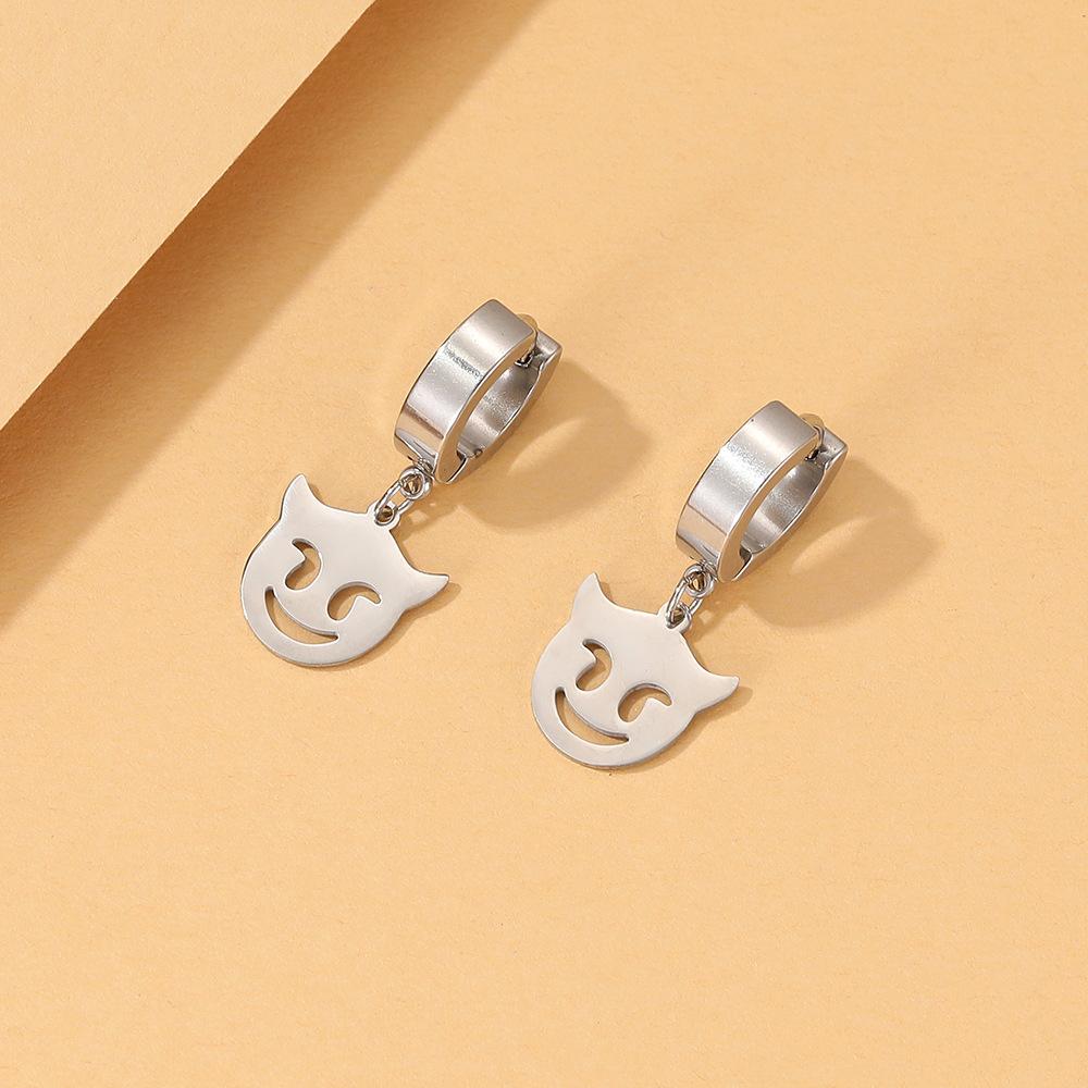 Cute Alloy Creative Earrings With Butterfly Mushroom Smiley Face Shapes Geometric