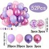52 Pink & Purple Balloons: 12-inch Metallic Floral & Latex Sequin Party Set