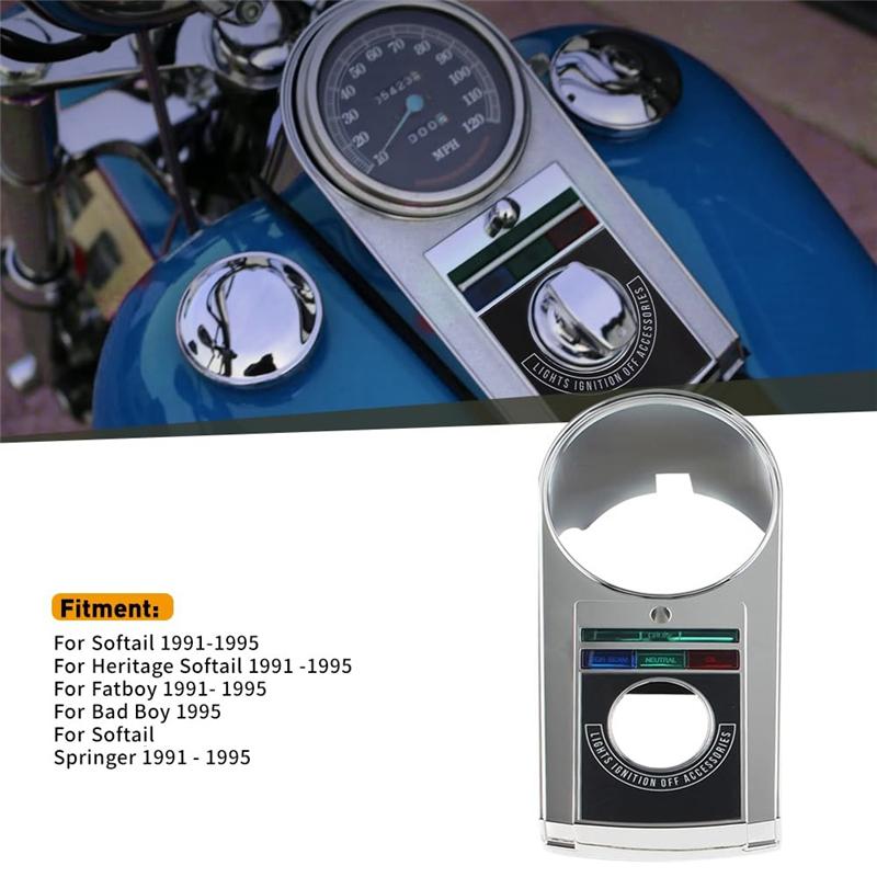For  Heritage Softail Springer Electra Glide Fat Boy FLSTF Motorcycle Chrome Speedometer Dash Cover Panel