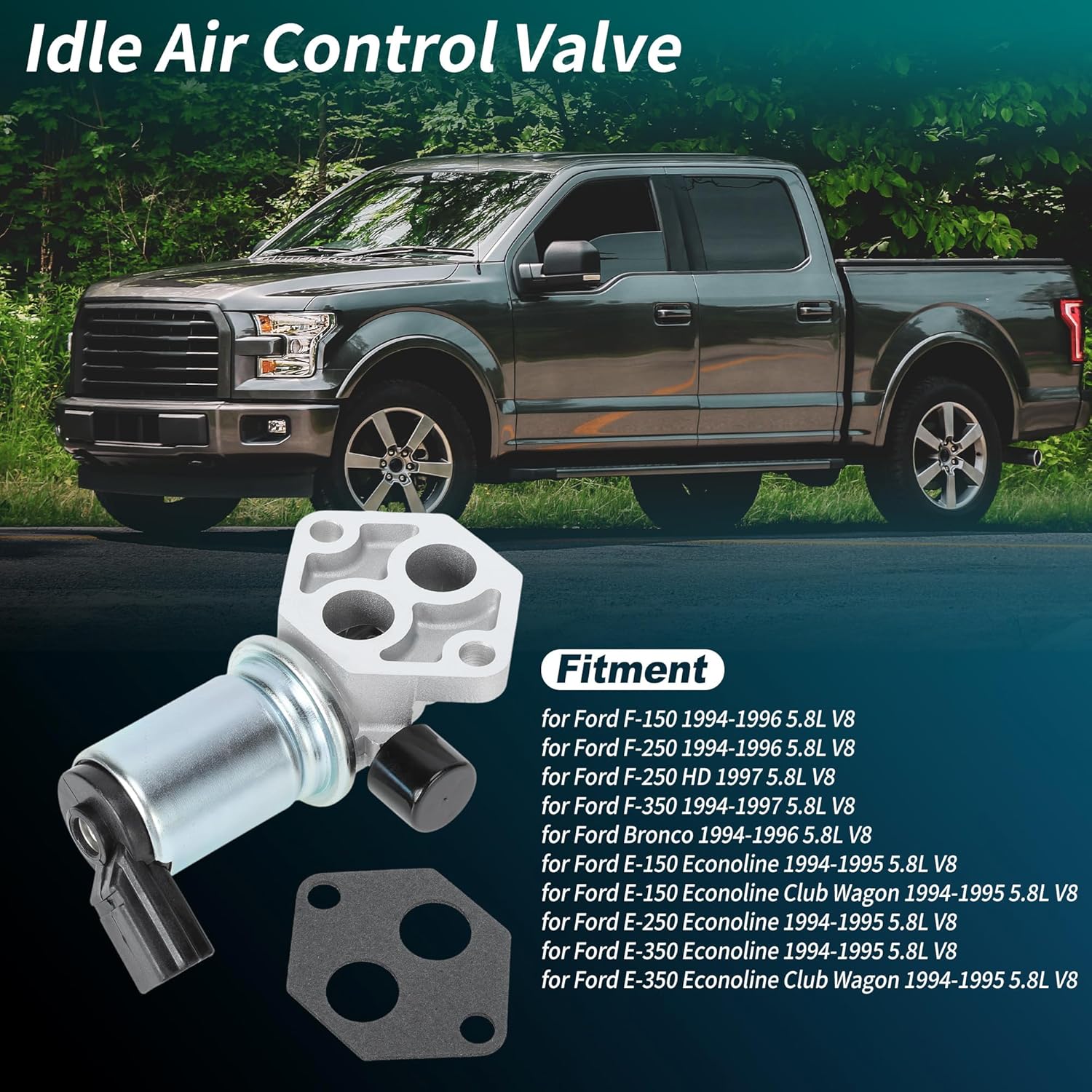Idle Air Control Valve for Ford F-150 F-250 1994-1996 5.8L Fuel Injection Idle Air Control Valve IAC W/Gasket for Ford Bronco 1994-1996 5.8L
