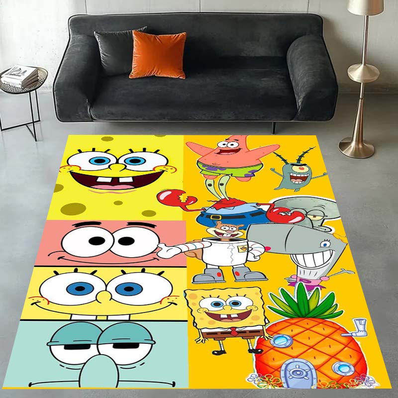 3D S-SpongeBob Patrick Star Cartoon Carpet Rug for Playroom Bedroom Living Room Sofa Home Decor,kids Area Rug Non-slip Floor Mat