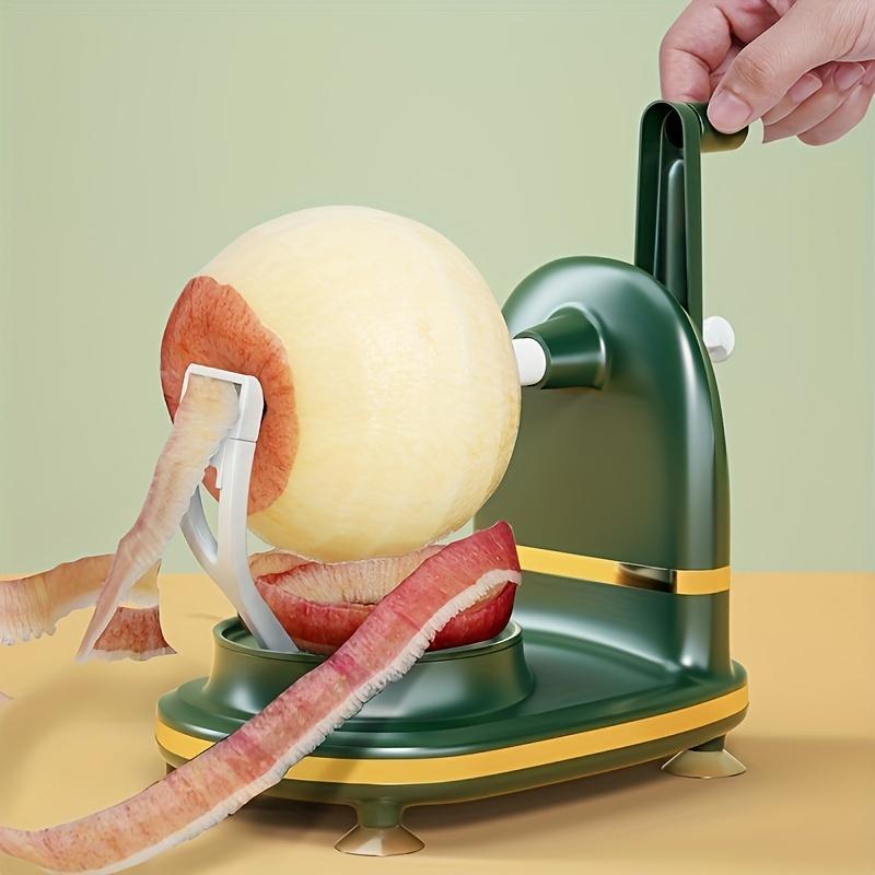 1 pz Sbucciafrutta a manovella - Sbucciamela rotante automatico, Utensile da cucina in plastica resistente con accenti verdi e gialli per sbucciare le mele facilmente