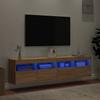 Wall Mounted TV Cabinets with LED Lights 2 pcs Sonoma Oak 80 x 30 x 40 cm