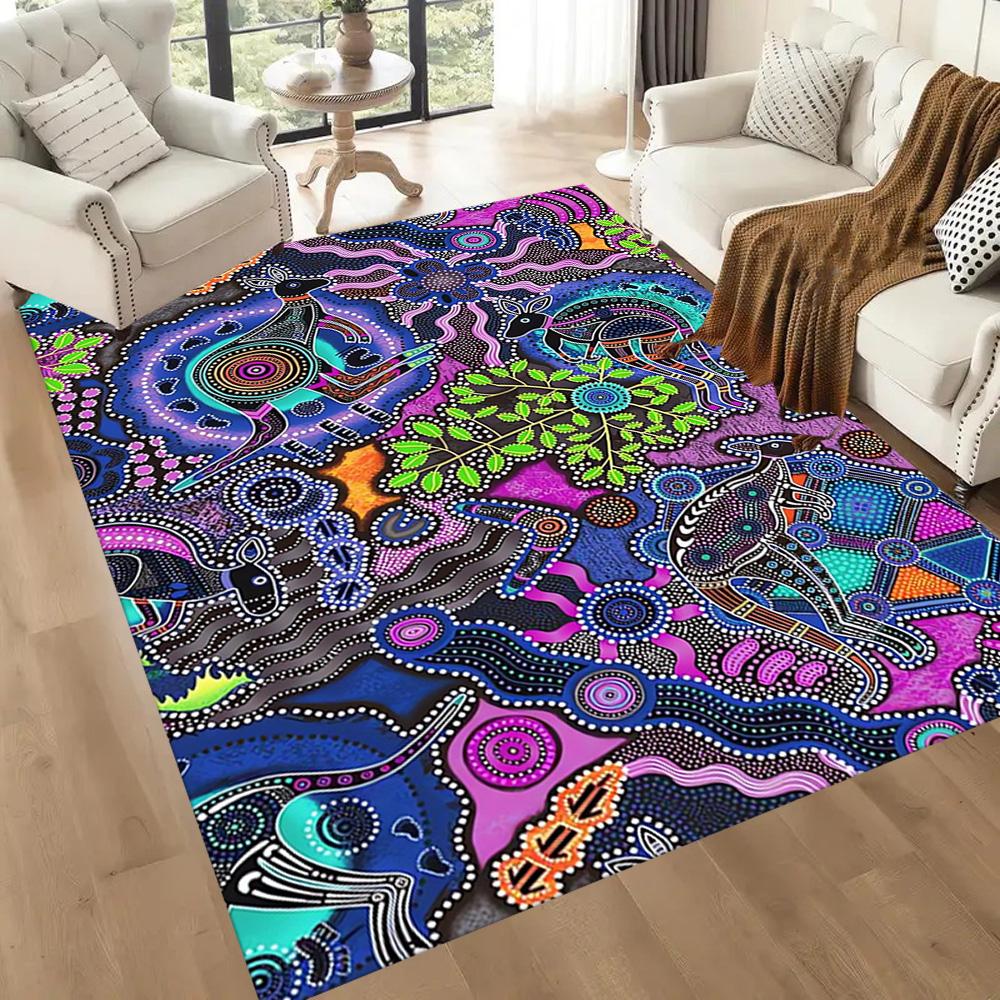 Tappetini da Pavimento con Animali dell'Arte Aborigena per Soggiorno, Camera da Letto e Decorazione della Stanza Sono Adatti per Regali.