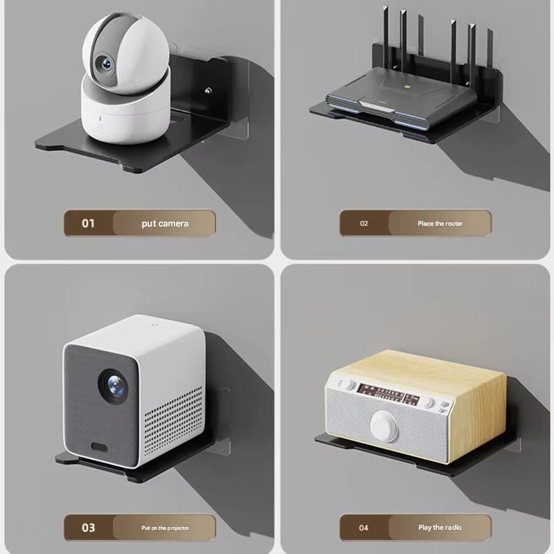 Wall Mounted Non Perforated Storage Rack, Projector, Router, Camera Placement Rack, Living Room Storage Supplies Organizer