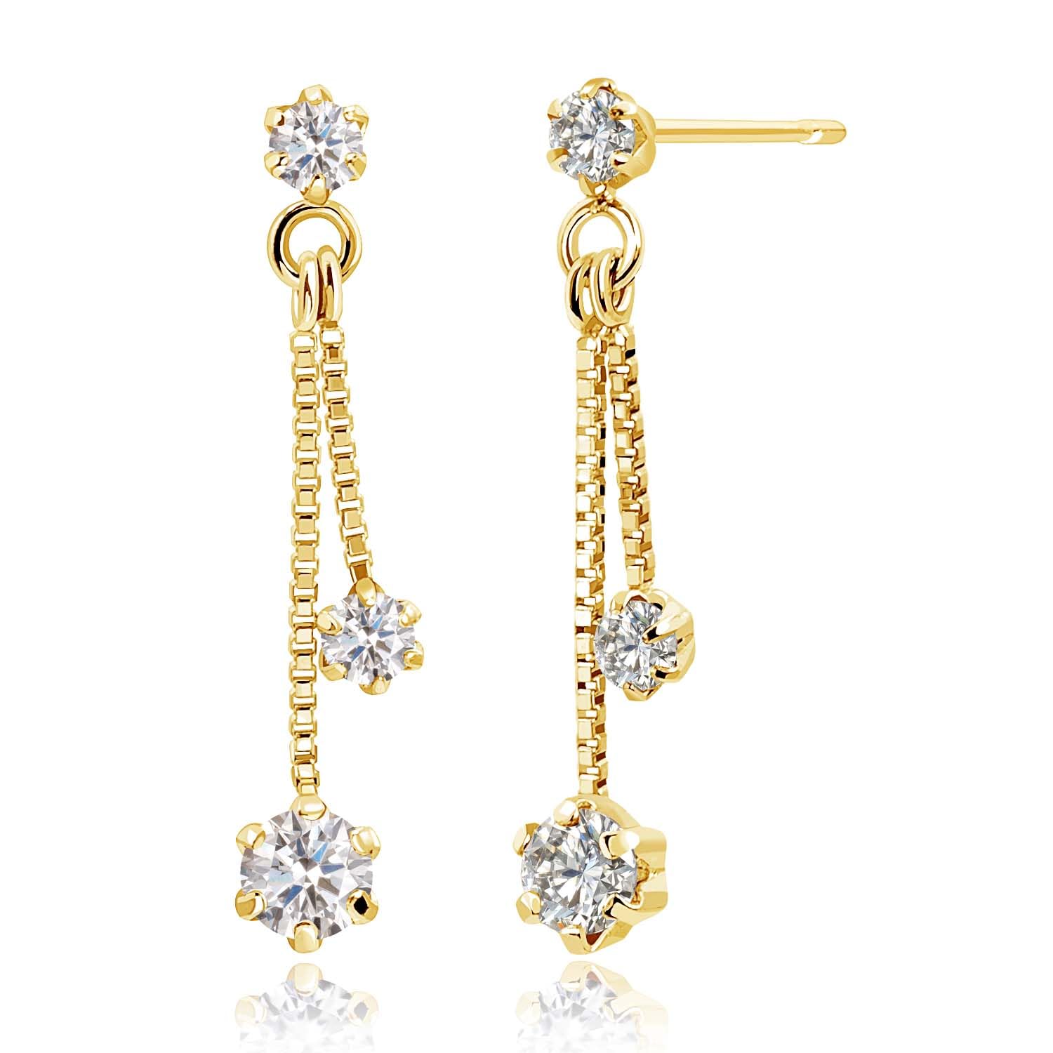 

Diamond Natural 6 Total K18 [Lala Christie] Earrings, Dangling, Diamonds, Stones, 0.3ct, Gold, le71-0010-yg