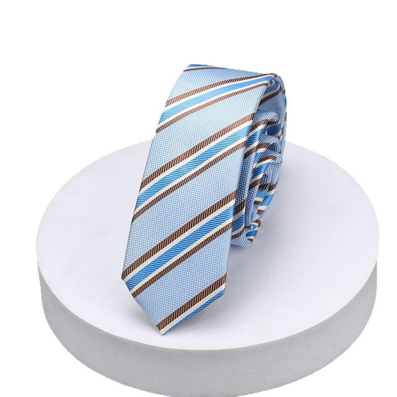 Version Coréenne Décontractée 5cm Hommes et Femmes Robe d'Affaires Marié Mariage Rayure Main Travail Étroit Paresseux Couleur Unie Cravate