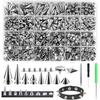 600pcs Punk Style Leather DIY Tool Set: 10 Sizes of Pointed Conical Rivet Studs