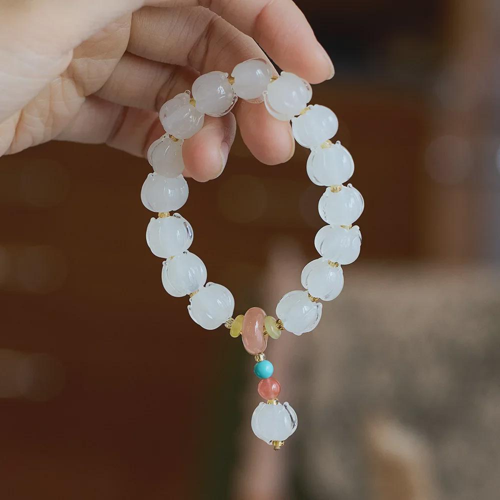 Temple-Style Fluorite Lion Bracelet - Ethnic Design for Women