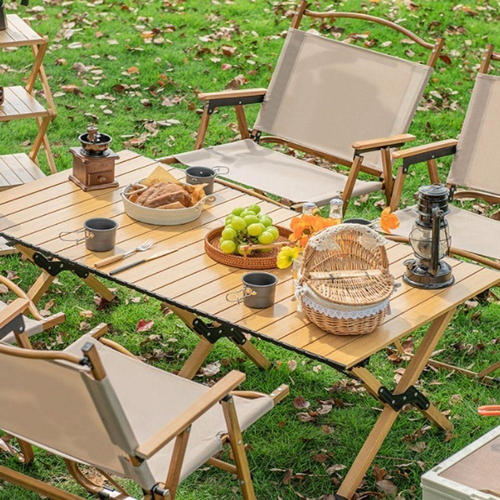 Wood Grain Camping Folding Chair Comfortable Armrest Durable Picnic Fishing Chair Carbon Steel Sturdy Kermit Chair
