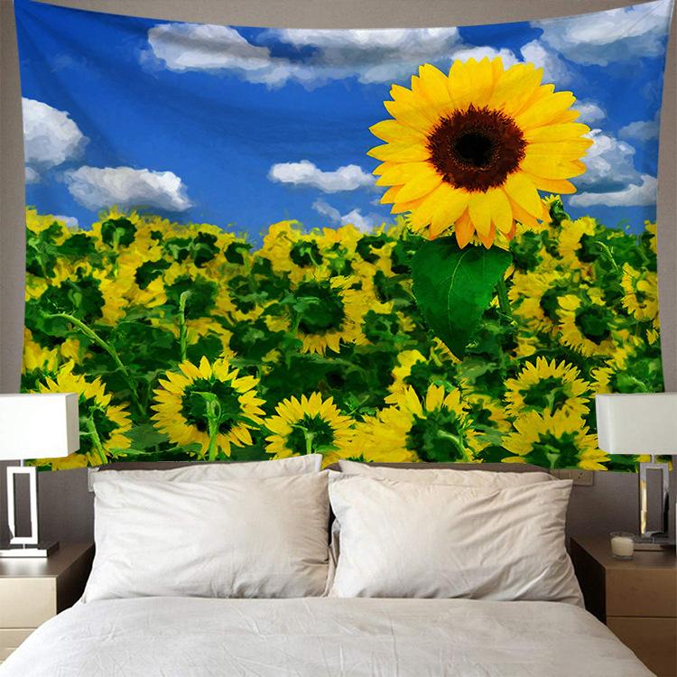 

Sunflower Pattern Tapestry Wall Hanging Polyester Film Pastoral Landscape Painting Background Wall Decoration Tapestry 74x94cm(29x37in)