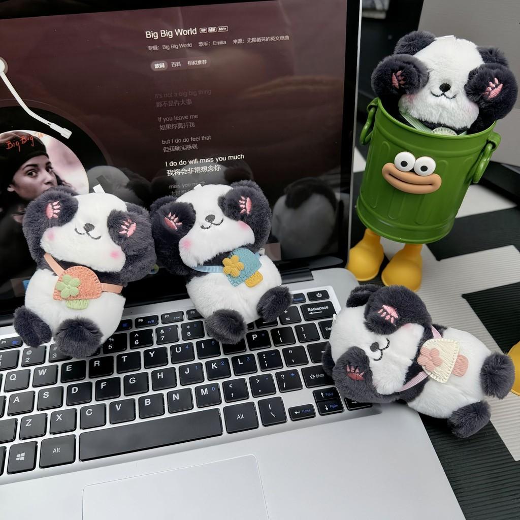 Plush Panda Backpack Keychain Pendant Toy Stuffed Doll Bag Decoration Kids Gift