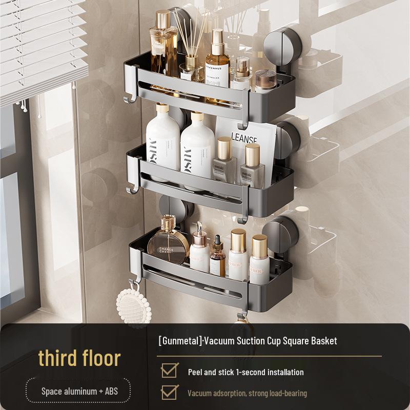 Dreieckige Saugnapf-Eckablage: Wandmontiertes Badezimmer-Aufbewahrungsregal
