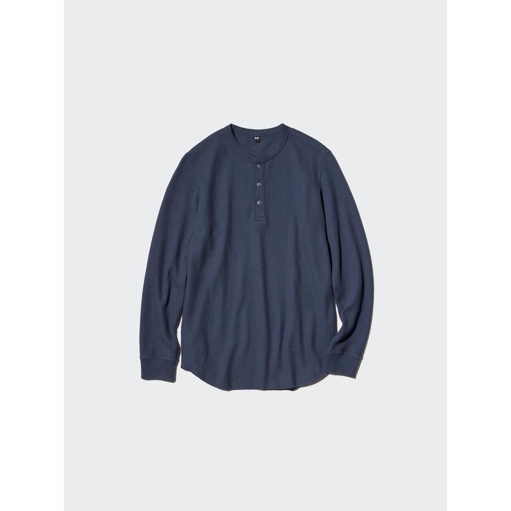 Uniqlo Waffle Henley Neck T  Long Sleeve 
