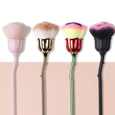 Nail Art Brush Soft Clean Dust Powder Pink Rose Flower Shape Blush Foundation Powder Make Up Brushes Cosmetics Tool