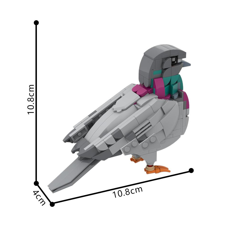 Gobricks MOC-208738 Feral Pigeon Bricks Model Forest Animals Birds Building Blocks DIY Assembly Toys Gift