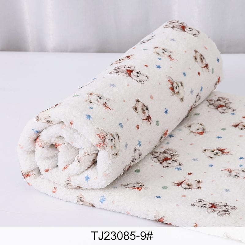 0.5m/1m/2m Thickened Small Bear Printed Lamb Fleece Fabric Making Winter Coats Scarves Hoodies Home Clothes Handmade DIY Fabric