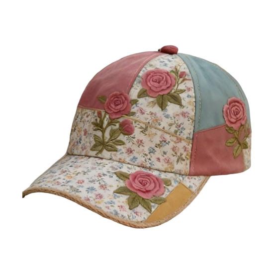 Baseball Hat Embroidery Flower Pattern 3D Printing Retro Sun Protection Summer Cap Hiking Outings Traveling
