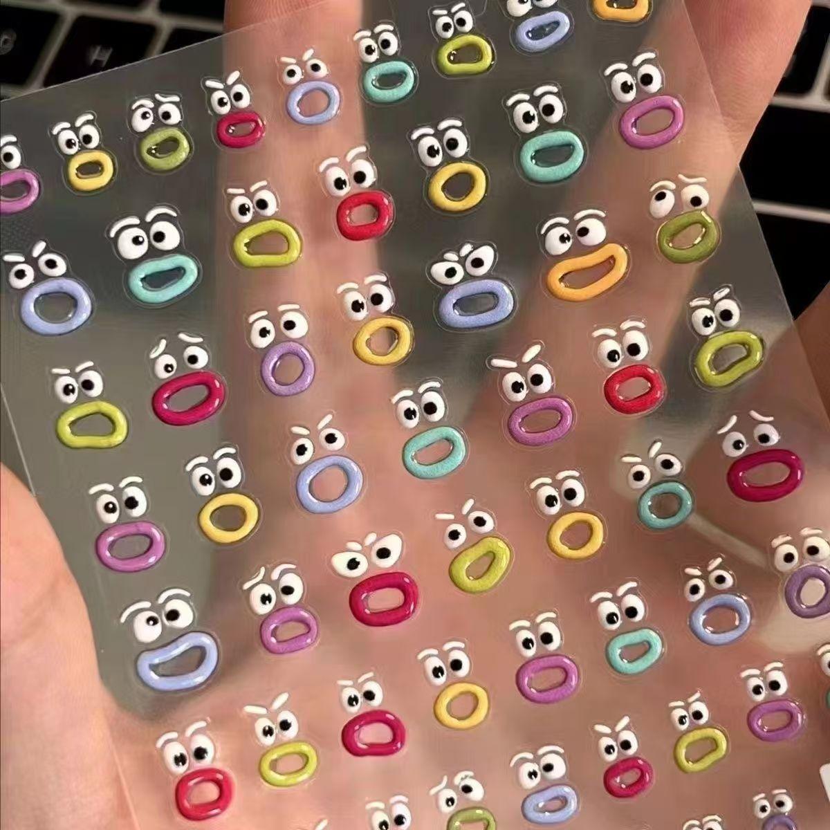 

Fun Nail Art Stickers - Cute Jelly Relief Pattern Scrapbook Decals, Finish with Accents, Self-Adhesive for Hands nail stickers