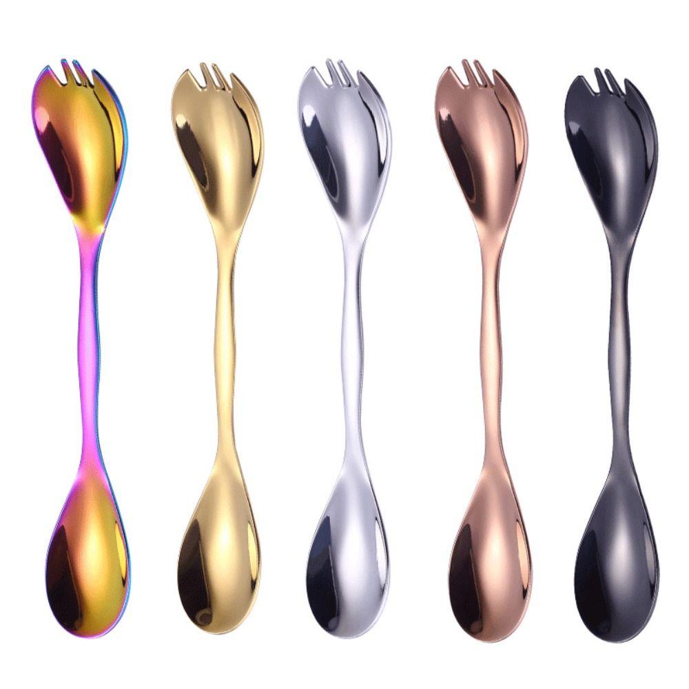 

5 Colors 2-in-1 Fork Spoon Plating Beef Fork Kitchen Tableware Outdoor