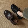 Fashion New Autumn Genuine Leather Women Pumps Fashion Lace Round Toe Shoes for Women Chunky Heel Casual Women Loafers Zapatos Mujer