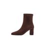 2025 autumn and winter high-heeled women's shoes pointed thick-heeled short boots thin velvet elastic thin socks boots Martin boots