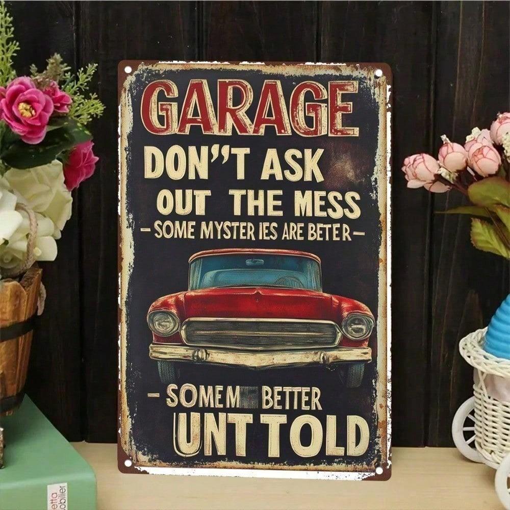 

Vintage Metal Garage Sign HeavyDuty Rustic Iron Wall Art for Man Cave Workshop Bar Decor 20x30cm