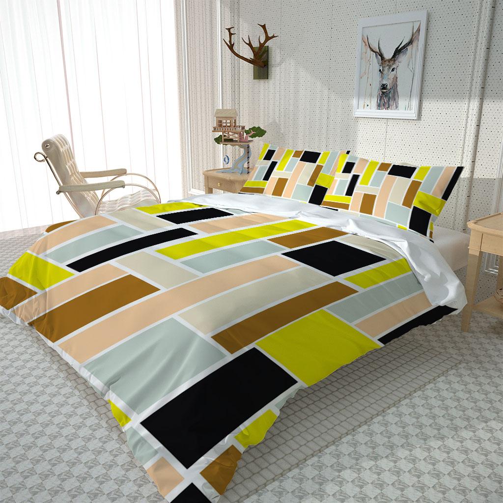 Bedding Set 3D Art Geometric Patterns Duvet Cover with Zipper Closure Comforter Cover Queen King Full Polyester Quilt Cover