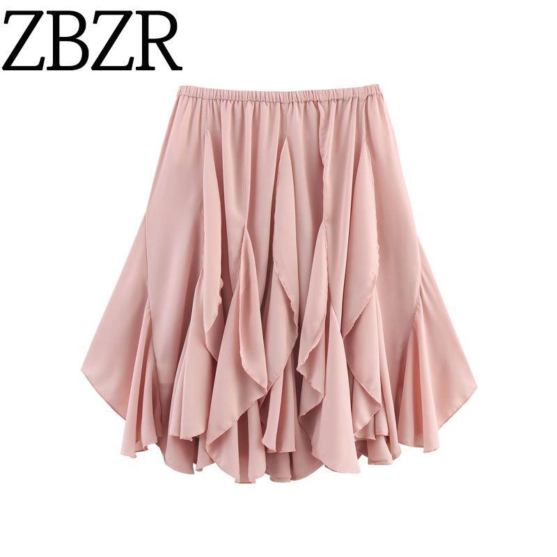 Za Western Style ZR Women Clothes New Elegant Slim Fit High Waist Irregular Laminated Decoration Skirts 2998328