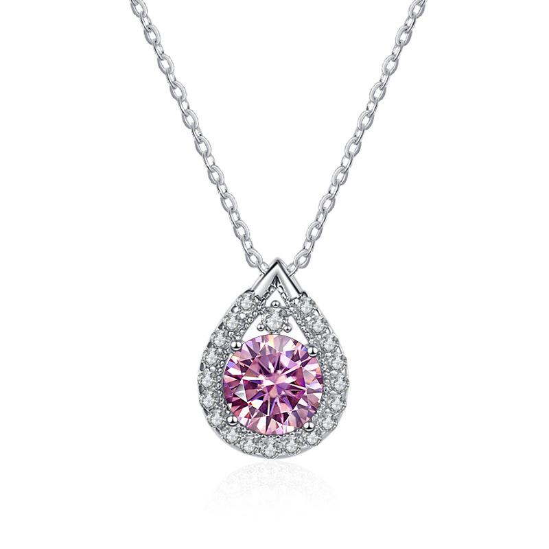 Bague Ringen S925 Sterling Silber Halskette Moissanit Schmuck für Frauen Wassertropfenförmiger Anhänger mit acht Herzen und acht Pfeilen