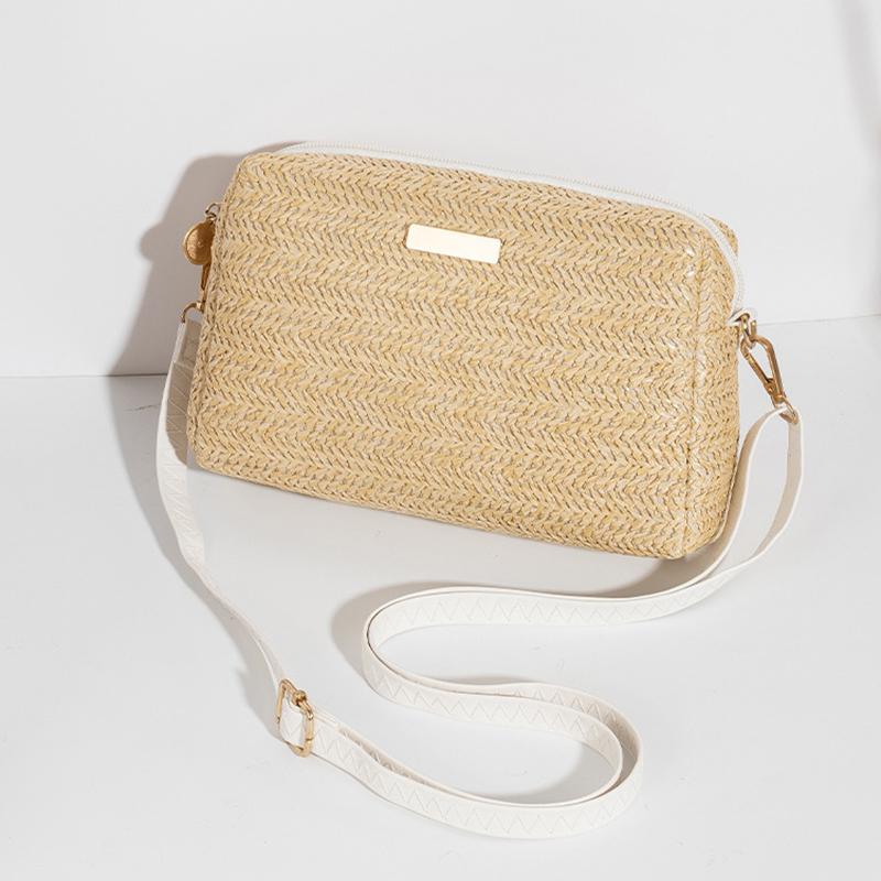 Populární malá kabelka Dámská kabelka Crossbody Nové dámské kabelky Taška přes rameno Módní taška z trávy tkaná Plážová taška