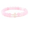 Trendy Beaded Bracelet With Natural Agate Stones - Stylish Cross Pendant Bracelet - Elegant Jewelry For Daily Wear