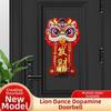Creative Cartoon Lion Doorbell Dopamine Red Entrance Door Bells Magnetic Suction Detachable Chinese New Year Ornament