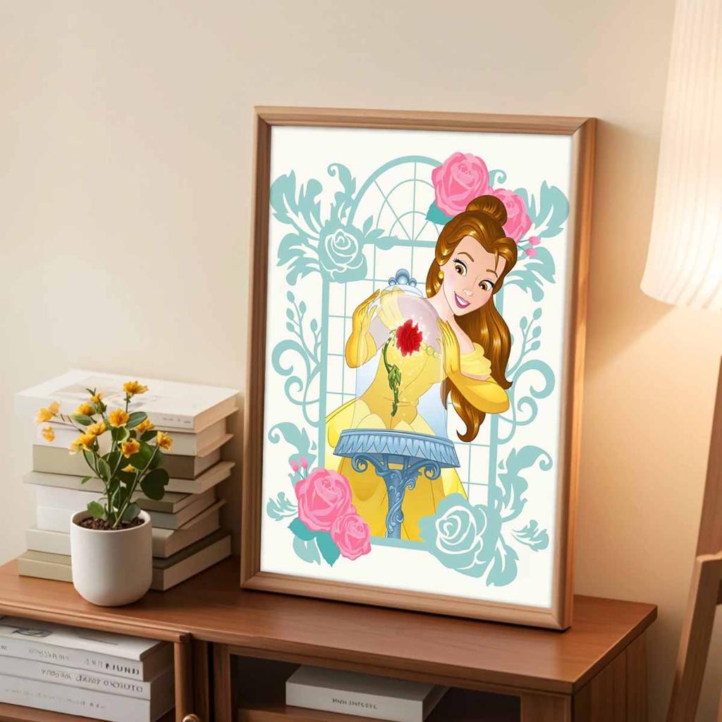 DIY Diamond Painting Princess and Flowers Cross Stitch Kit Mosaic Art Diamond Painting Full Circle Diamond Home Decoration