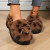 Women Fluffy Fur Snow Boots Winter Leopard Print Flat Heels Thicken Plush Cotton Padded Shoes Female Warm Ankle Botas