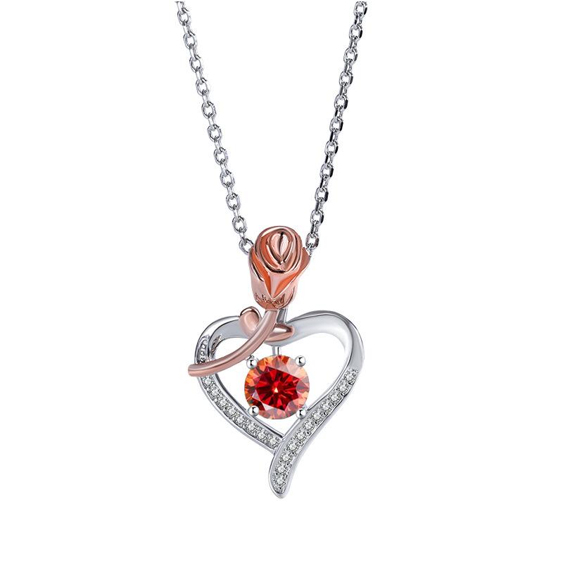 S925 Sterling Silber Herz des Ozeans Damen Liebe Moissanite Halskette Valentinstag Geschenk Temperament Anhänger