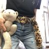 Furry Leopard Print Plush Belt Resin Buckle Jazz Dance Costumes Accessory  Streetwear