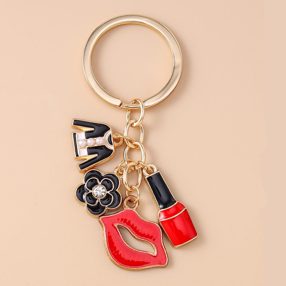 Aihua Elegant Brand Design Red Lips Highheels Perfume Lipsticks Keychains For Women Girls Handbag Pendant Keyrings Jewelry Gift