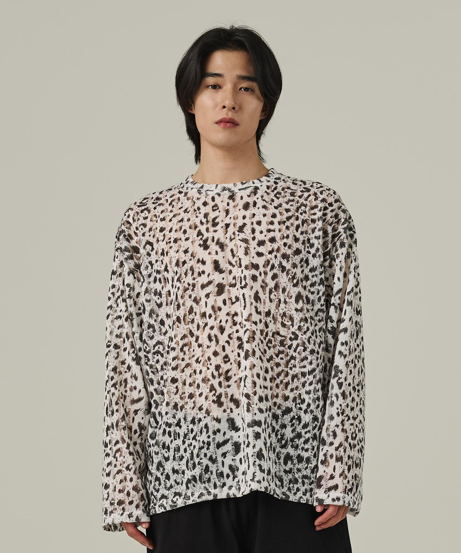 Analog Mood Round Net Long Sleeve Knit (White) Free