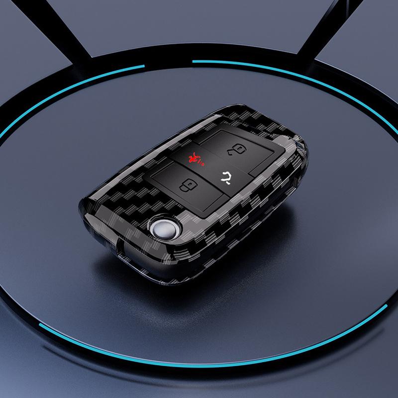 

For Volkswagen Vw Polo Golf 7 Passat Tiguan Mk2 Beetle Ateca Caddy T5 Flip Folding Carbon Abs Car Key Case Cover Accessories