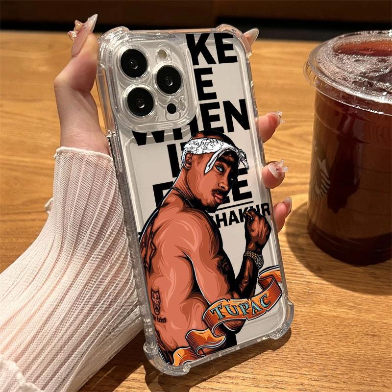 2PAC Tupac Rapper Phone Case Clear For iPhone 17 16 14 15 11 12 13 Pro Max 16E 15 16 Plus 17 Air SE4 17PM Soft Shockproof Cover