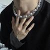 Titanium Steel Necklace With Pearl Mother Of Pearl Geometric Design For Men And Women