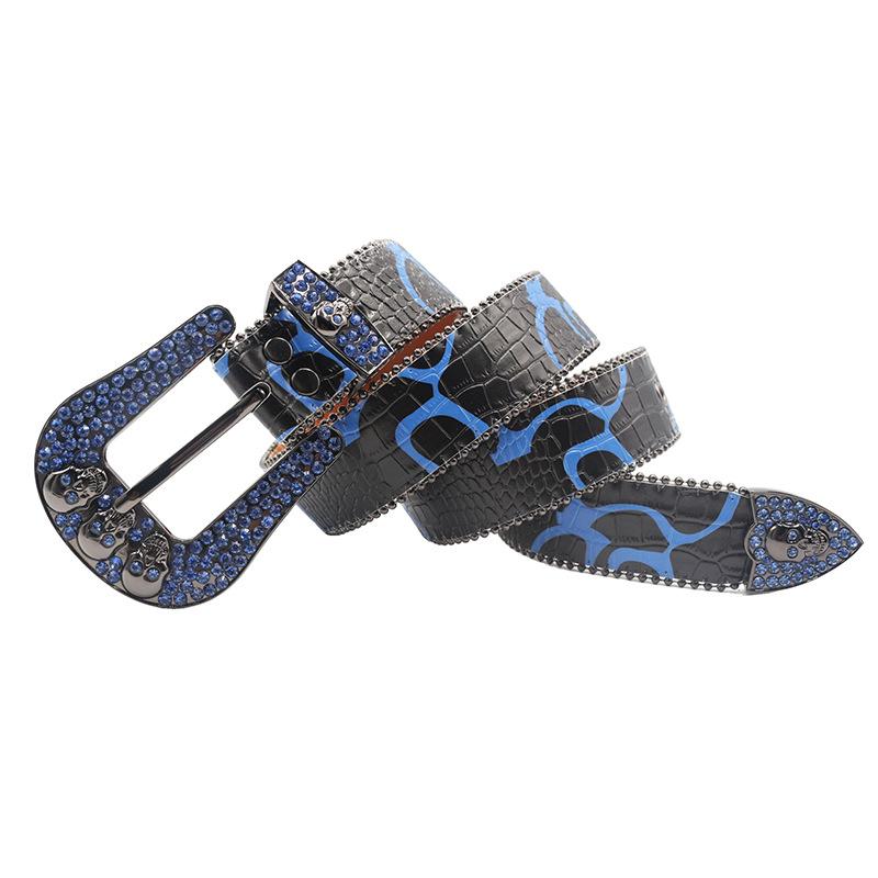 European And American Printed Rhinestone Inlaid Belt High-End Pin Buckle Full Of Diamond Sequins Hip-Hop Decorative Nightclub Belt Women